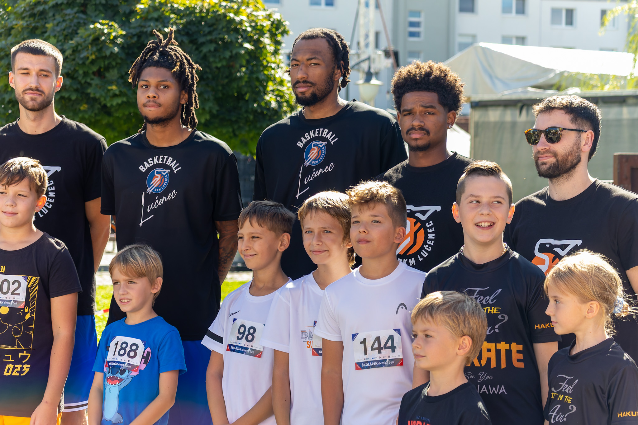 Basketball team visiting a school